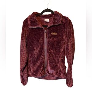 Columbia Women's Plush Maroon Teddy Jacket Size Medium